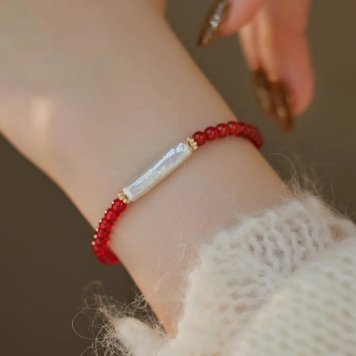 New Arrival Natural Freshwater Pearl & Red Agate 14K Gold Filled Female Jewelry Sets For Women Necklace Bracelet Birthday Gifts - Image 5