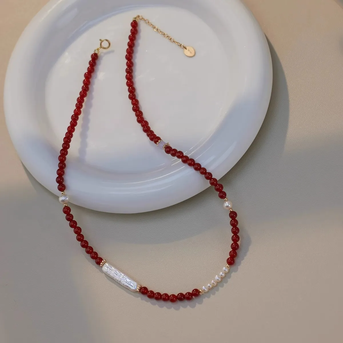 New Arrival Natural Freshwater Pearl & Red Agate 14K Gold Filled Female Jewelry Sets For Women Necklace Bracelet Birthday Gifts