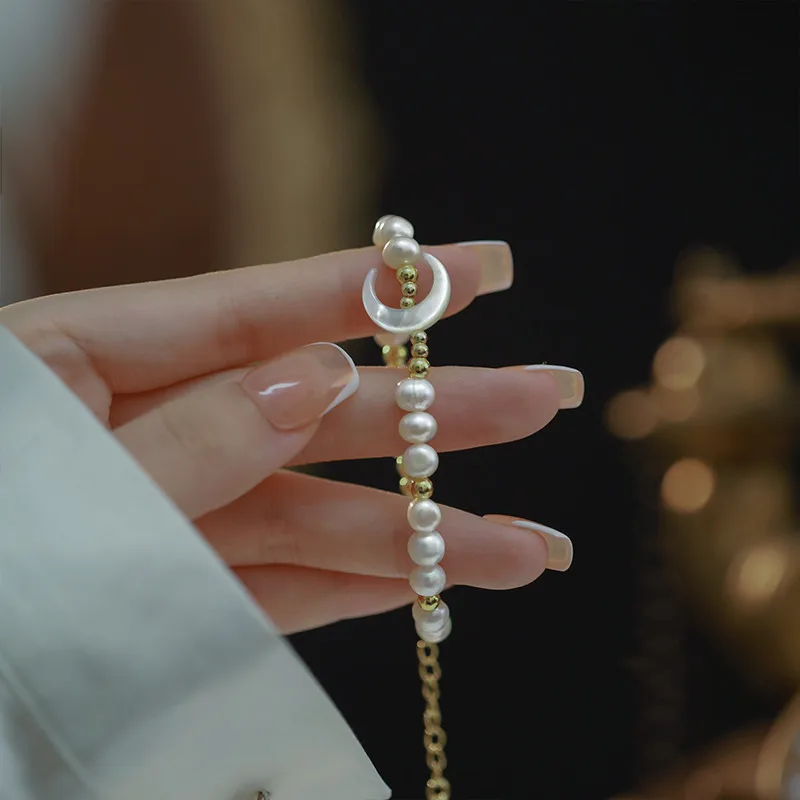 New Arrival Trendy Moon Design Natural Freshwater Pearl 14K Gold Filled Ladies Bracelet Jewelry For Women Birthday Gifts - Image 6