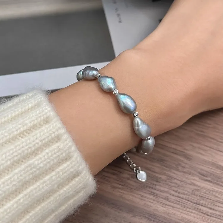 New Style Natural Baroque Freshwater Gray Pearl Female Jewelry Sets For Women Necklace Bracelet Wedding Gifts Never Fade - Image 3