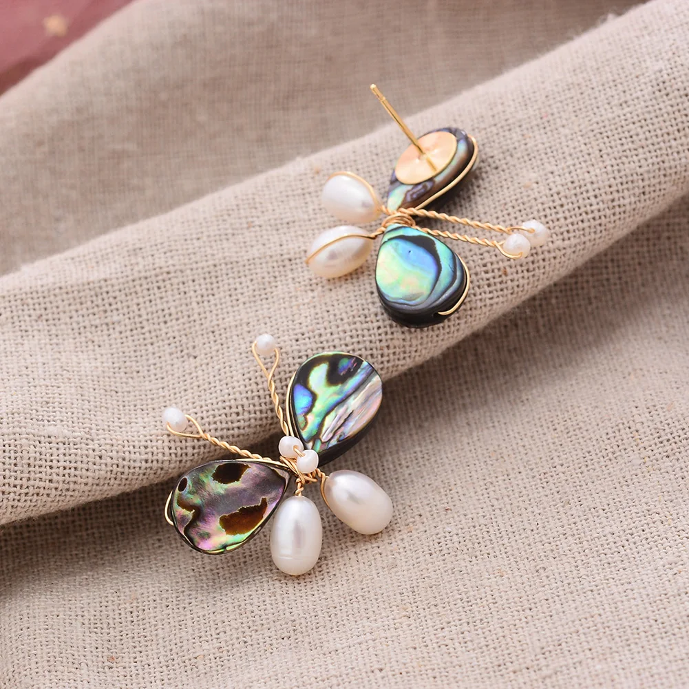 Original Handmade 14K Gold Filled Natural Freshwater Pearl Sweet Butterfly Animal Ladies Stud Earrings Luxury Jewelry Gift - Image 4