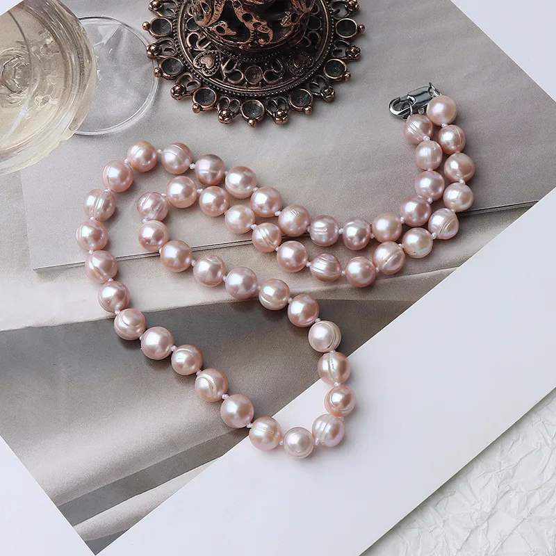 Three Colors 8-9mm Natural Freshwater Pearl Necklace without Nuclear 45cm Hand Knotted Promotional in Stock Wholes - Image 2