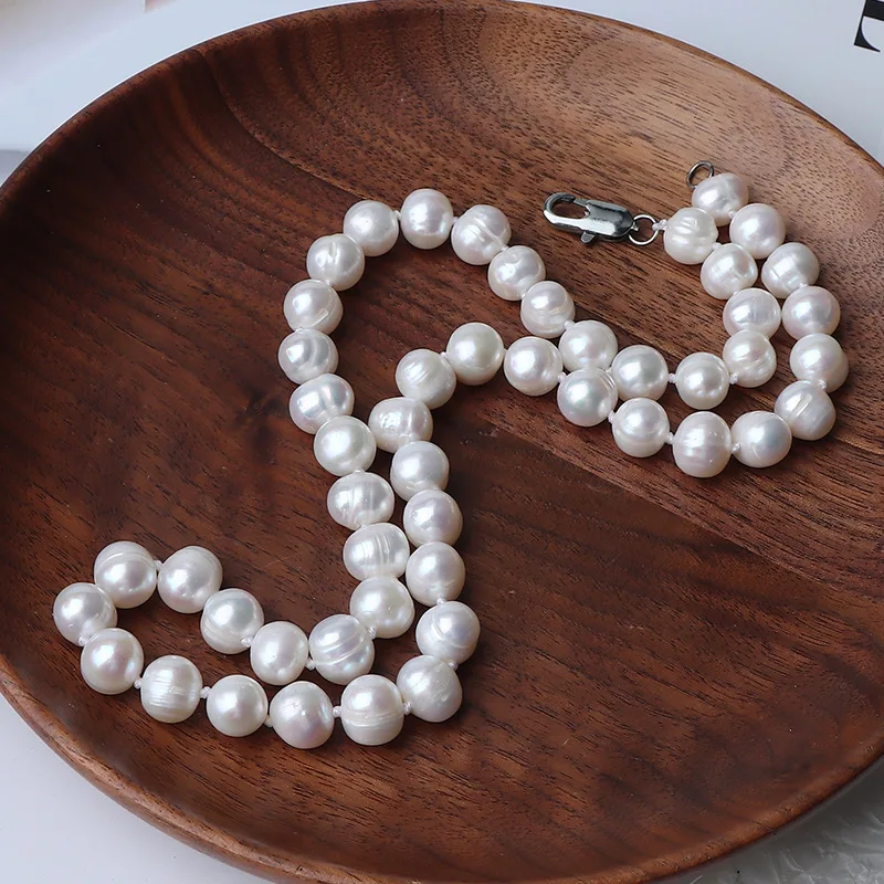 Three Colors 8-9mm Natural Freshwater Pearl Necklace without Nuclear 45cm Hand Knotted Promotional in Stock Wholes
