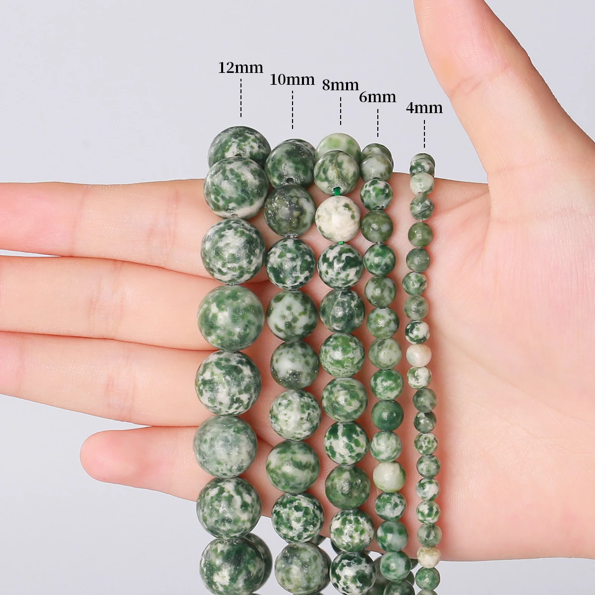 Wholesale Natural Green Dot Stone Beads Round Loose Spacer Bead 4 6 8 10 12mm for Jewelry Making DIY Necklace Bracelet Accessory - Image 4
