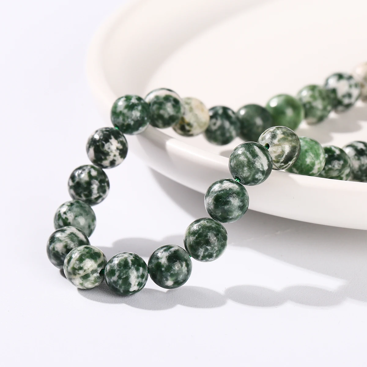 Wholesale Natural Green Dot Stone Beads Round Loose Spacer Bead 4 6 8 10 12mm for Jewelry Making DIY Necklace Bracelet Accessory - Image 5
