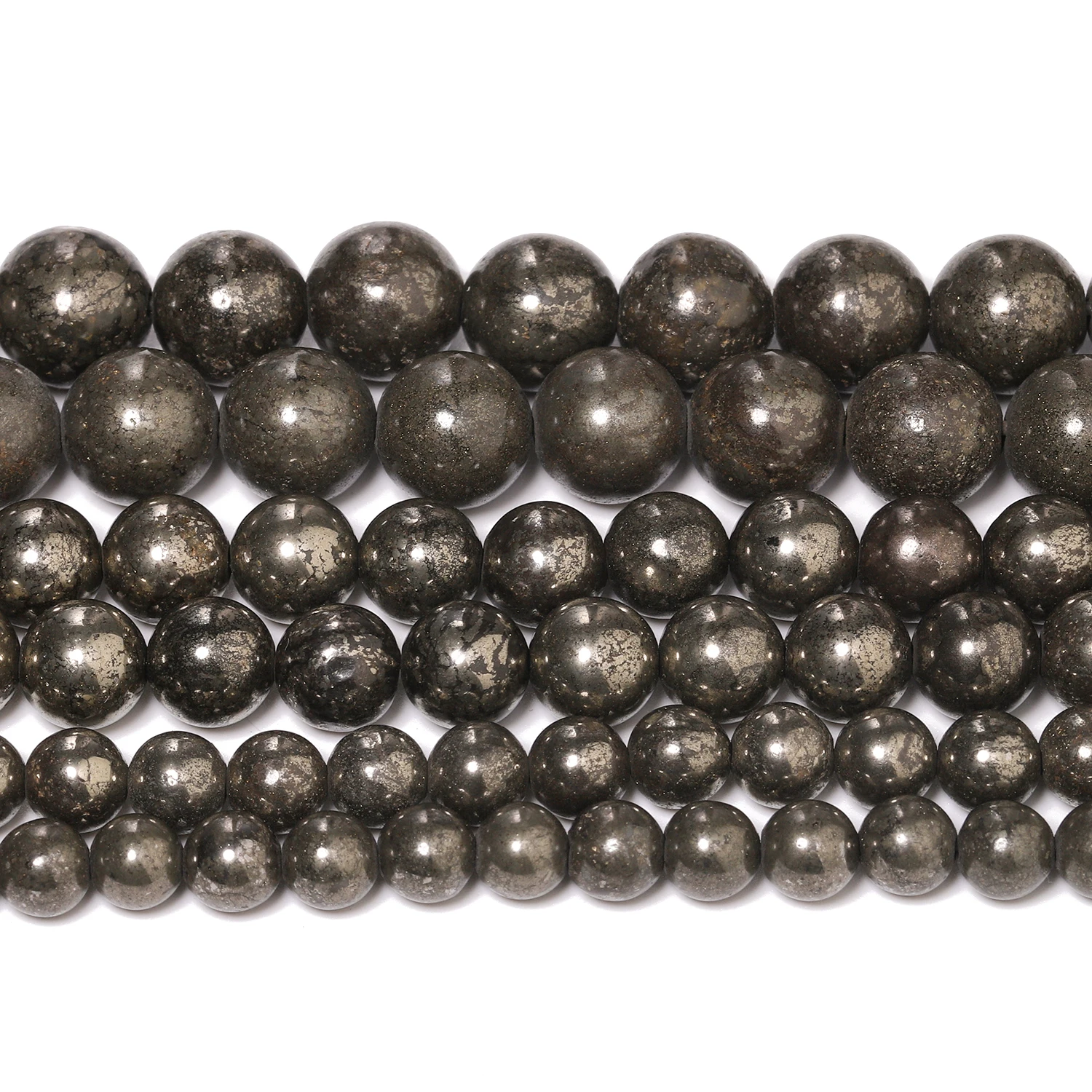 Wholesale Natural Pyrite Stone Beads 4 6 8mm Round Loose Spacer Beads for Jewelry Making Diy Bracelet Beading Accessories - Image 2