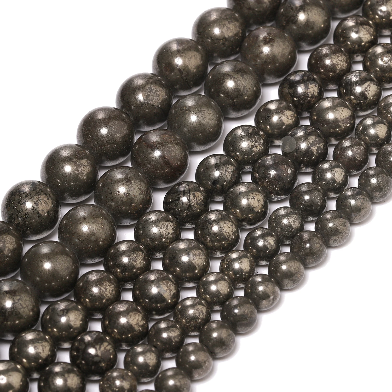 Wholesale Natural Pyrite Stone Beads 4 6 8mm Round Loose Spacer Beads for Jewelry Making Diy Bracelet Beading Accessories - Image 3