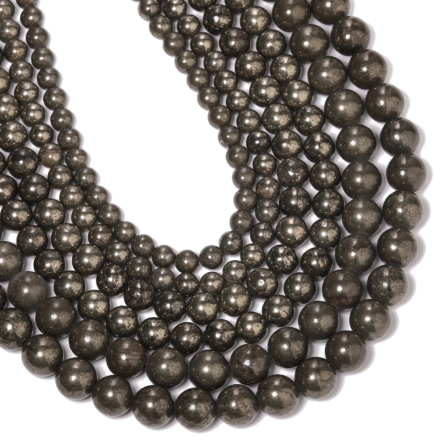 Wholesale Natural Pyrite Stone Beads 4 6 8mm Round Loose Spacer Beads for Jewelry Making Diy Bracelet Beading Accessories - Image 4
