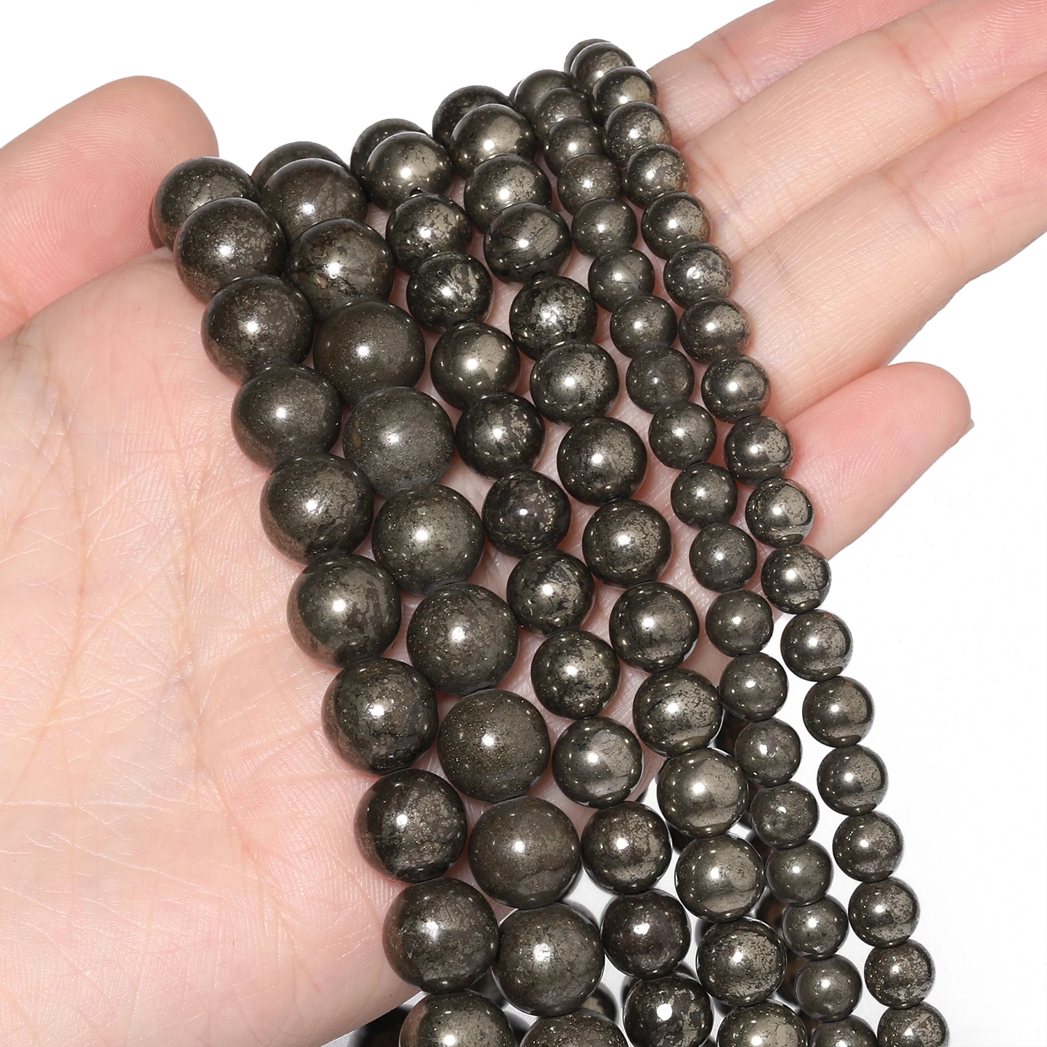 Wholesale Natural Pyrite Stone Beads 4 6 8mm Round Loose Spacer Beads for Jewelry Making Diy Bracelet Beading Accessories - Image 5