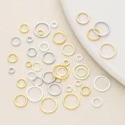 20Pcs/Pack 14K/18K Gold Color Plated Brass Close Jump Rings Split Rings Connector for Jewelry Necklace Making Accessories