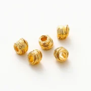 30pcs 5mm*6mm 18K Gold Plating Brass Irregular Beads High Quality Stripe Spacer Beads For Fashion Jewelry Making Supplies