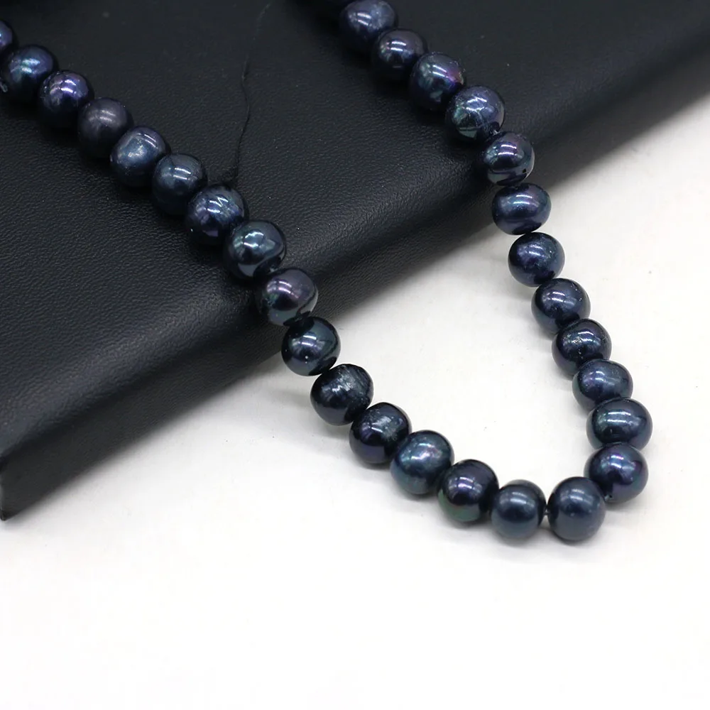 100% Natural Freshwater Black Pearl Round Exquisite Spacer Loose Beads For Jewelry Making DIY Charm Bracelet Necklace Accessories - Image 5