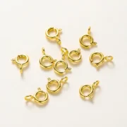 20pcs 14K 18K Gold Round Spring Clasp With Jump Ring Open Connect Clasp For DIY Jewelry Necklace Chain Making Accessories