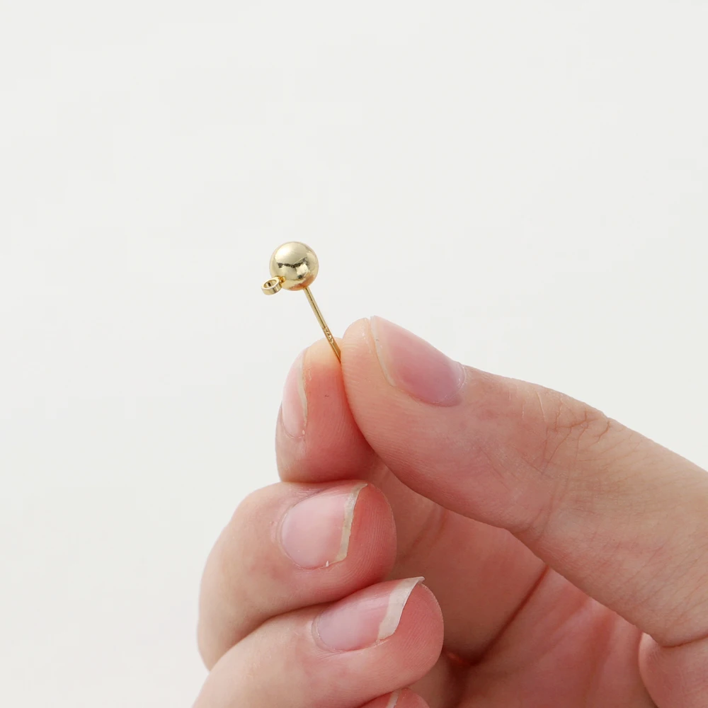14K 18K Gold Plated Round Ball Ear Post With Loop Studs Earrings Backs Plug Ear Pins Ball Needles for DIY Jewelry Making Finding - Image 6