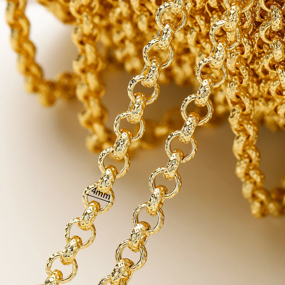 1Meters/Roll 4mm 14K 18K Gold Plated Brass Cross Link Chains Jewelry Making Bulk Chains For DIY Handmade Craft Accessories - Image 2