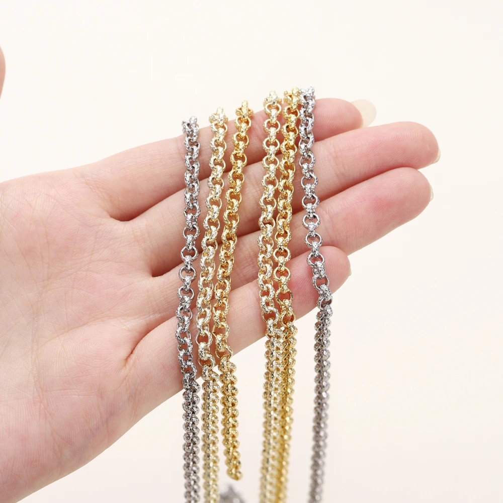 1Meters/Roll 4mm 14K 18K Gold Plated Brass Cross Link Chains Jewelry Making Bulk Chains For DIY Handmade Craft Accessories - Image 6