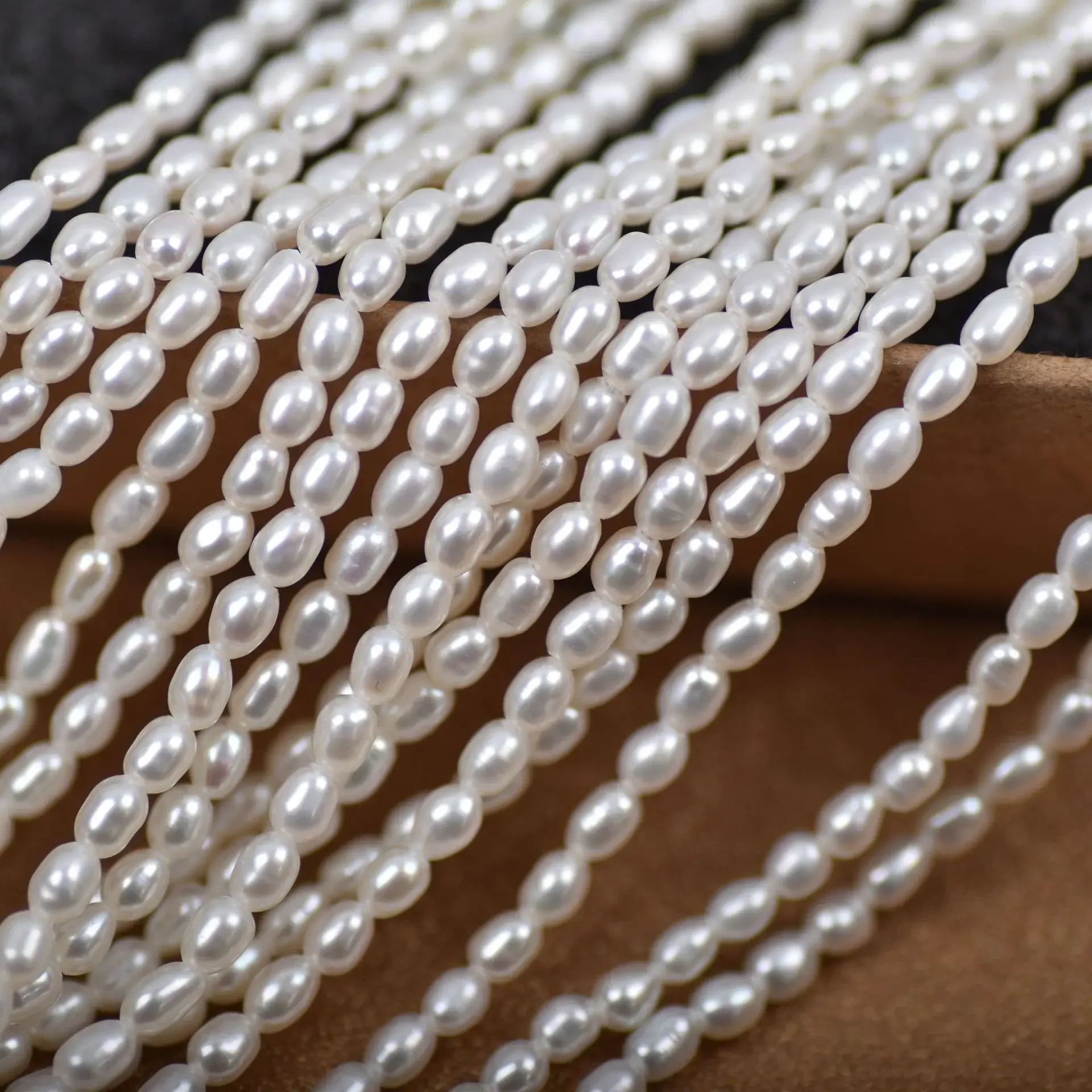 2-4mm 5A Well-polished Hot Sale Natural Radiant Freshwater White Rice Pearl Bead Jewelry Make DIY Necklace Bracelet Accessories - Image 2