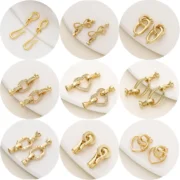 2pcs 14/18K Gold Color Plated Heart Bowknot Fasteners Closure Lock Connector Clasps For DIY Needlework Pearls Jewelry Making Material