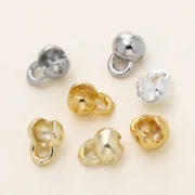 20pcs/pack 14/18K Gold Plated Brass Clam Shell Bead Tip Crimp Ends with Loop Crimp Beads For DIY Necklace Jewelry Making