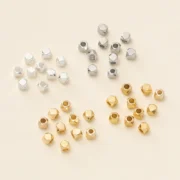 60Pcs/Pack 2*2mm 14/18K Gold Plated Polygonal Spacer Beads For Handmade DIY Jewelry Making Bracelet Necklace Accessories