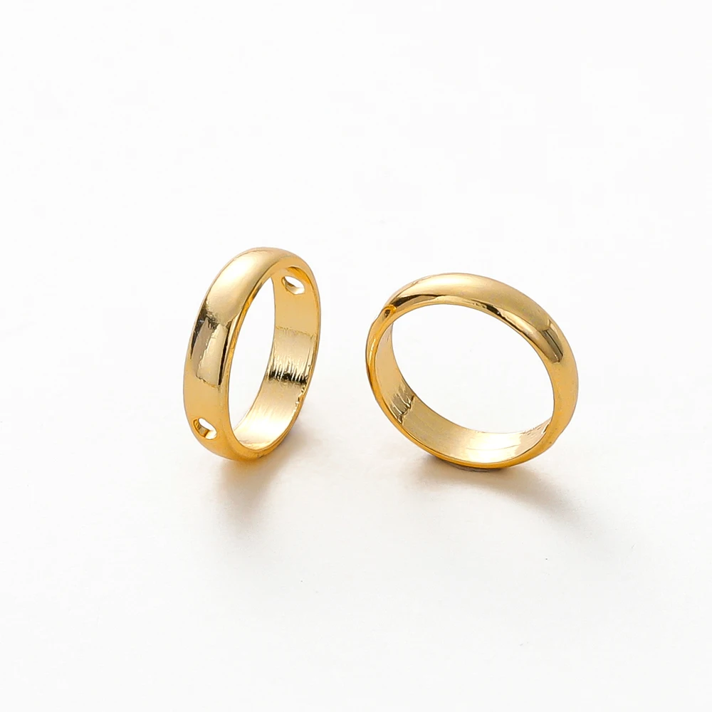 20pcs 14K 18K Gold Plated Brass Round Circle Frame Spacer Beads Pendant Connectors For DIY Earring Jewelry Making Accessories - Image 2