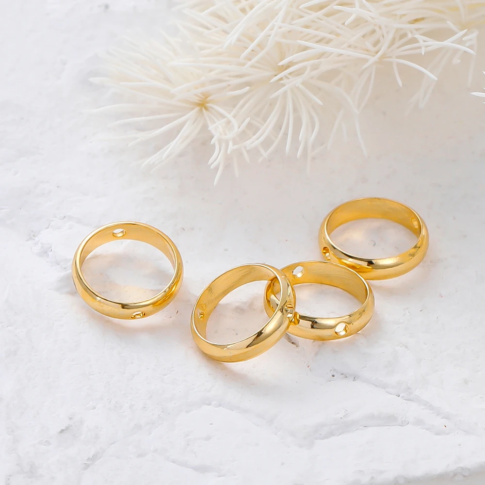 20pcs 14K 18K Gold Plated Brass Round Circle Frame Spacer Beads Pendant Connectors For DIY Earring Jewelry Making Accessories - Image 5