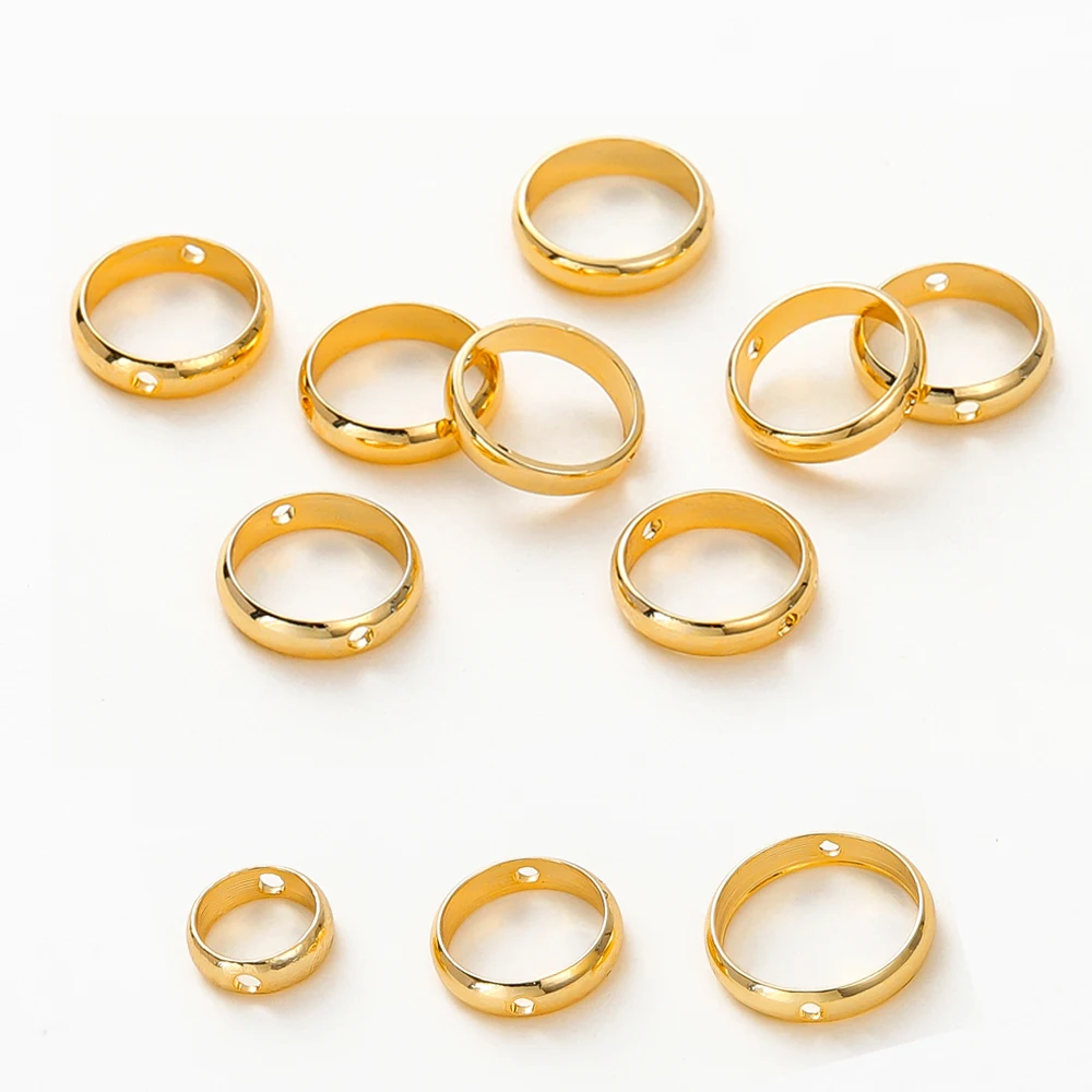 20pcs 14K 18K Gold Plated Brass Round Circle Frame Spacer Beads Pendant Connectors For DIY Earring Jewelry Making Accessories