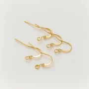 20pcs/lot 14K/18K Gold Plated Brass Earring Hook Clasps Pendant Charms Ear Wire Fitting DIY Jewellery Making Accessories Material