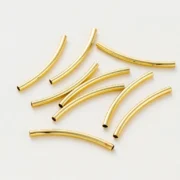 20pcs/lot 14K 18K Gold Plated Necklace Glossy Curved Loose Spacer Tube Beads Bracelet Connectors Beads For DIY Jewelry Making
