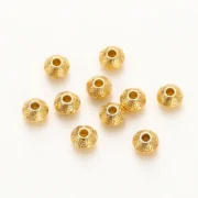 30pcs/lot 14K 18K Gold Plating Round Stamped Bead Brass Stripe Spacer Beads For DIY Fashion Bracelet Necklace Making Crafts