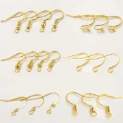 20pcs/lot 6 Styles 14K 18K Gold Plated Earring Wires With Ear Hook Earrings Clasp Findings Supplies For  DIY Jewelry Making