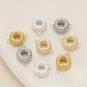 6Pcs/Pack 14/18K Gold Color Plated Double Ring Doughnut Pendants for Necklace Bracelets Jewelry Making Supplies Accessories