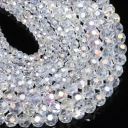 4 6 8mm Faceted Ab Plated Transparent Crystal Glass Beads Round Loose Spacer Beads for Jewelry Making Diy Beading Accessories