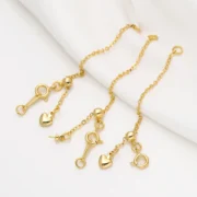 4/6Pcs 14/18K Gold Color Plated Brass Adjustable Clasps with Extend Chain for Bracelet Necklace DIY Jewelry Making Accessories