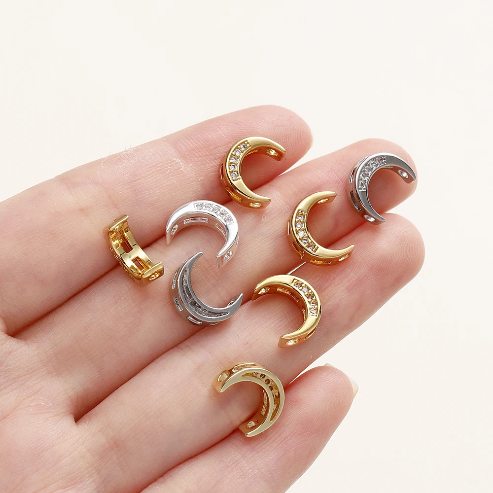 4/6pcs/pack 14/18K Gold Color Plated Inlaid Zircon Half Round Frame Beads Connectors For DIY Necklace Jewelry Making Supplies - Image 5