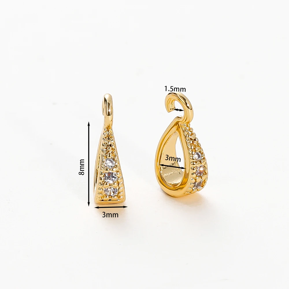 4PCS/lot 14K 18K Gold Color Plated Brass with Zircon Bale Pinch Clasp For Pendant Connector DIY Necklace Jewelry Making Findings - Image 2