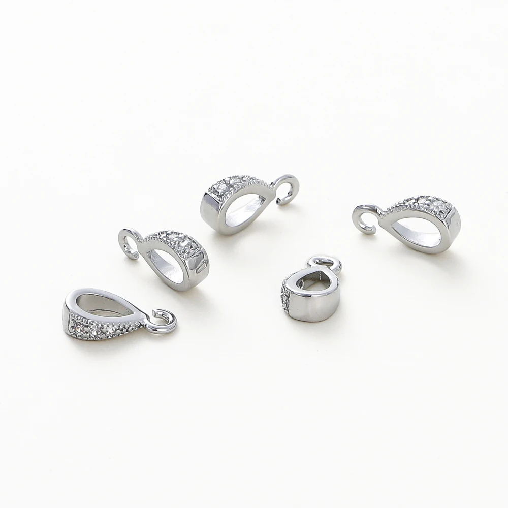 4PCS/lot 14K 18K Gold Color Plated Brass with Zircon Bale Pinch Clasp For Pendant Connector DIY Necklace Jewelry Making Findings - Image 3