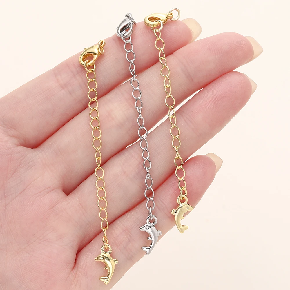 5/10pcs/Pack 14/18K Gold Color Plated Brass Various Extension Chain With Lobster Clasps for DIY Necklace Jewelry Making Findings - Image 6