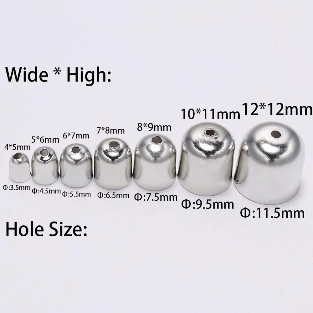 50-100pcs/lot Crimp End Caps Leather Cords End Tip Beads Caps Fit 4 -12mm Clasps For DIY Jewelry Making Findings Supplies - Image 3