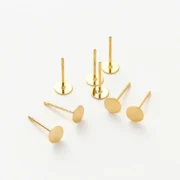 50pcs 14k 18k Plated Round Stud Earring Hooks 3 4 5mm Earrings Findings Components  For  DIY Jewellry Craft Supplies Making