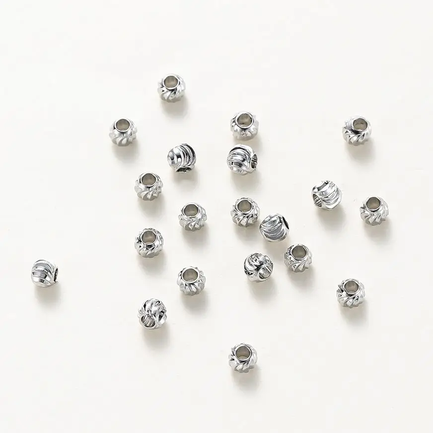 50pcs DIY Jewelry Accessories 14K 18K Gold Plated Striped Cut Flower Beads 2.5 3 4 5 6mm Spacer Beads Bulk Hand Beading Material - Image 4