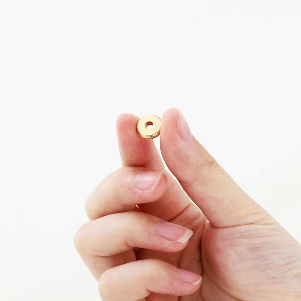 50pcs/lot 14K/18K Gold Color Plated Brass 4mm 5mm 6mm Round Spacer Beads Flat Bracelet Beads for DIY Jewelry Accessories - Image 5