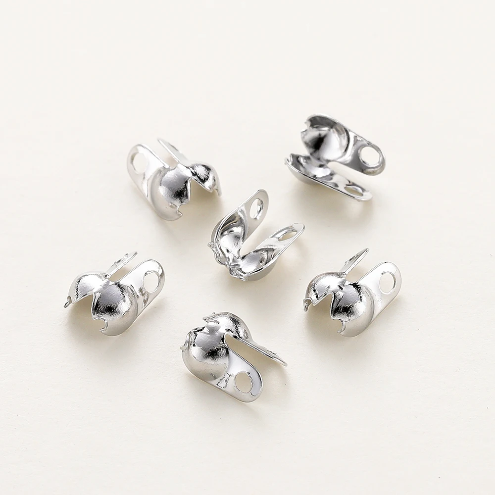 100pcs/lot 14K 18K Round Cord Side End Crimp Clasp Charms Necklace Positioning Closure Beads For DIY Jewelry Bracelet Accessories Material - Image 2