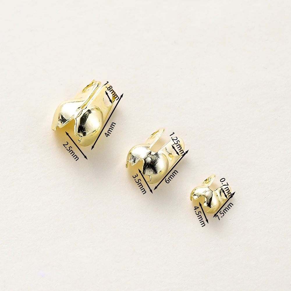 100pcs/lot 14K 18K Round Cord Side End Crimp Clasp Charms Necklace Positioning Closure Beads For DIY Jewelry Bracelet Accessories Material - Image 3