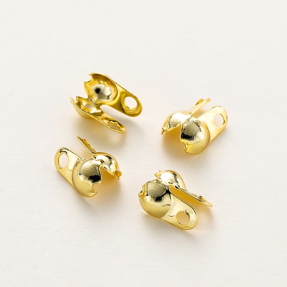 100pcs/lot 14K 18K Round Cord Side End Crimp Clasp Charms Necklace Positioning Closure Beads For DIY Jewelry Bracelet Accessories Material - Image 5