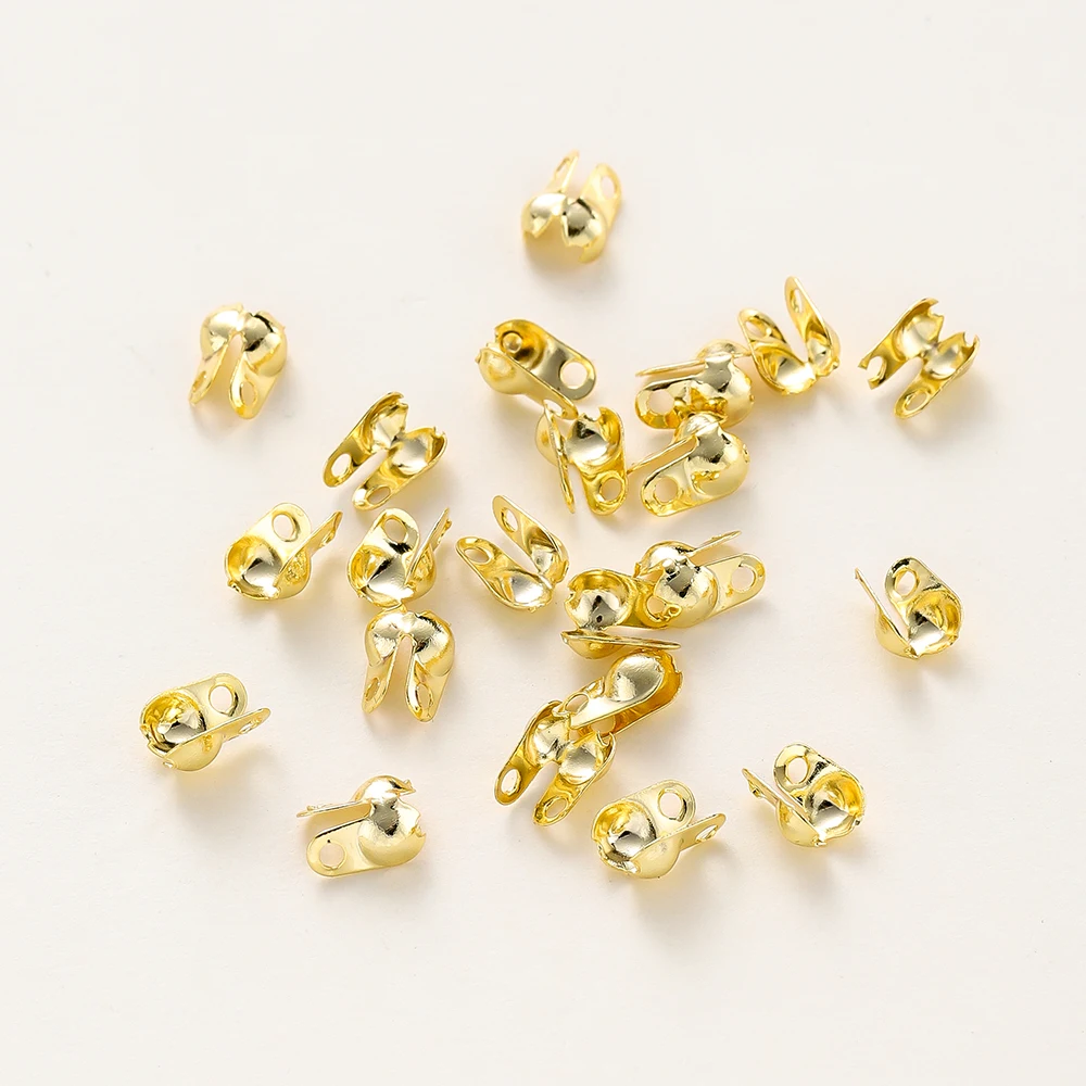 100pcs/lot 14K 18K Round Cord Side End Crimp Clasp Charms Necklace Positioning Closure Beads For DIY Jewelry Bracelet Accessories Material - Image 6