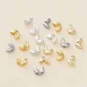 20Pcs/Pack 5*7mm 14/18K Gold Color Plated Malt-Shaped Double Hole Spacer Beads for DIY Necklace Jewelry Making Accessories