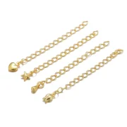 10pcs/lot 14K 18K Gold Color Heart Flower Necklace Tail Connector Chain Drop Tail Extended Chain For DIY Jewelry Bracelet Making