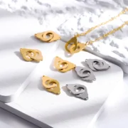 5pcs/lot Stainless Steel Double Handcuffs Hollow Pendants Connector for Bracelet Necklace Diy Jewelry Making Accessories