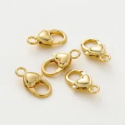 10pcs/lot 14K 18K Gold Color Heart Lobster Clasps Connectors Charm Extender Clasps For DIY Necklace Jewelry Crafts Accessories